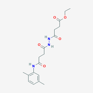 molecular formula C18H25N3O5 B322888 Ethyl 4-{2-[4-(2,5-dimethylanilino)-4-oxobutanoyl]hydrazino}-4-oxobutanoate 