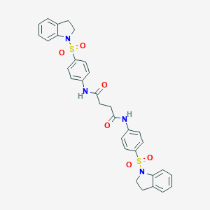 molecular formula C32H30N4O6S2 B322889 N,N'-bis[4-(2,3-dihydro-1H-indol-1-ylsulfonyl)phenyl]butanediamide 