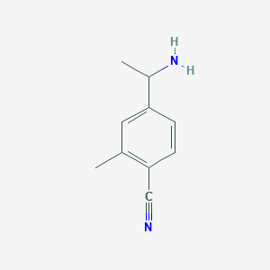 molecular formula C10H12N2 B3228909 4-(1-Aminoethyl)-2-methylbenzonitrile CAS No. 1270420-24-0