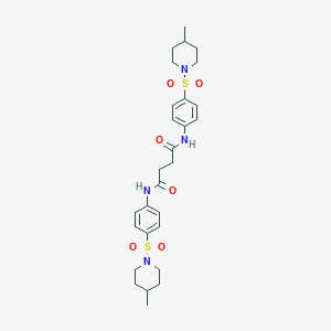 molecular formula C28H38N4O6S2 B322895 N,N'-bis{4-[(4-methylpiperidin-1-yl)sulfonyl]phenyl}butanediamide 