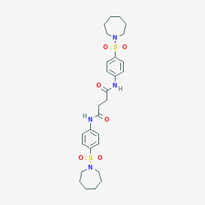 molecular formula C28H38N4O6S2 B322897 N,N'-bis[4-(azepan-1-ylsulfonyl)phenyl]butanediamide 