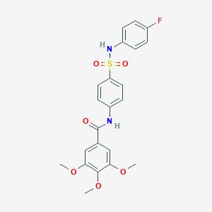 molecular formula C22H21FN2O6S B322907 N-(4-{[(4-fluorophenyl)amino]sulfonyl}phenyl)-3,4,5-trimethoxybenzamide 