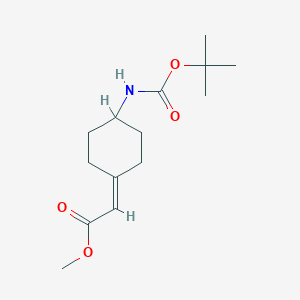 molecular formula C14H23NO4 B3229131 Methyl 2-(4-((tert-butoxycarbonyl)amino)cyclohexylidene)acetate CAS No. 1279872-65-9