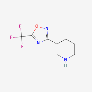 molecular formula C8H10F3N3O B3229155 Piperidine, 3-[5-(trifluoromethyl)-1,2,4-oxadiazol-3-yl]- CAS No. 1281440-39-8