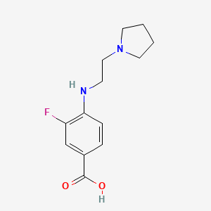 molecular formula C13H17FN2O2 B3229203 3-Fluoro-4-{[2-(pyrrolidin-1-yl)ethyl]amino}benzoic acid CAS No. 1282871-16-2