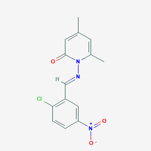 molecular formula C14H12ClN3O3 B322921 1-({2-chloro-5-nitrobenzylidene}amino)-4,6-dimethylpyridin-2(1H)-one 
