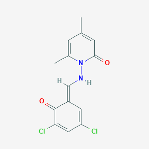 molecular formula C14H12Cl2N2O2 B322922 1-[[(E)-(3,5-dichloro-6-oxocyclohexa-2,4-dien-1-ylidene)methyl]amino]-4,6-dimethylpyridin-2-one 