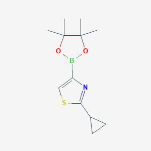 molecular formula C12H18BNO2S B3229235 2-Cyclopropyl-4-(4,4,5,5-tetramethyl-1,3,2-dioxaborolan-2-yl)thiazole CAS No. 1283179-55-4