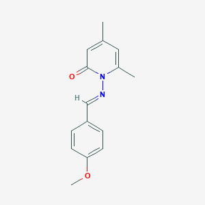 molecular formula C15H16N2O2 B322926 1-[(4-methoxybenzylidene)amino]-4,6-dimethyl-2(1H)-pyridinone 