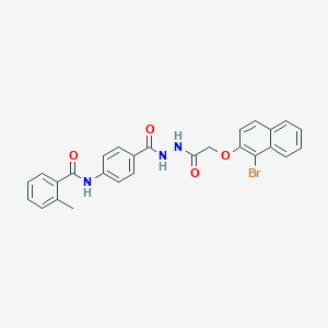 molecular formula C27H22BrN3O4 B322928 N-{4-[(2-{[(1-bromo-2-naphthyl)oxy]acetyl}hydrazino)carbonyl]phenyl}-2-methylbenzamide 