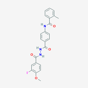 molecular formula C23H20IN3O4 B322930 N-(4-{[2-(3-iodo-4-methoxybenzoyl)hydrazino]carbonyl}phenyl)-2-methylbenzamide 