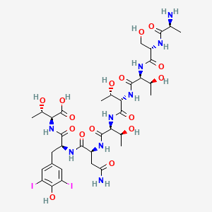 molecular formula C35H53I2N9O16 B3229302 Ala-ser-thr-thr-thr-asn-3,5-diiodo-tyr-thr CAS No. 128551-40-6