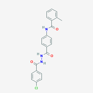 molecular formula C22H18ClN3O3 B322931 N-(4-{[2-(4-chlorobenzoyl)hydrazino]carbonyl}phenyl)-2-methylbenzamide 