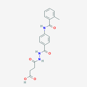 molecular formula C19H19N3O5 B322932 4-(2-{4-[(2-Methylbenzoyl)amino]benzoyl}hydrazino)-4-oxobutanoic acid 