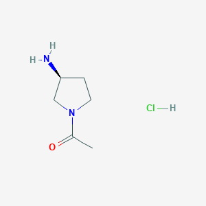 molecular formula C6H13ClN2O B3229329 (S)-1-(3-Aminopyrrolidin-1-yl)ethanone hydrochloride CAS No. 1286208-19-2
