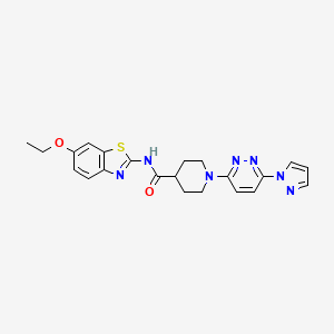 molecular formula C22H23N7O2S B3229361 1-(6-(1H-pyrazol-1-yl)pyridazin-3-yl)-N-(6-ethoxybenzo[d]thiazol-2-yl)piperidine-4-carboxamide CAS No. 1286697-85-5