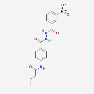 molecular formula C18H18N4O5 B322938 N-{4-[(2-{3-nitrobenzoyl}hydrazino)carbonyl]phenyl}butanamide 