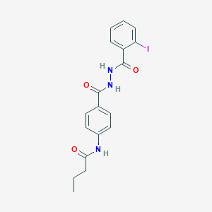 molecular formula C18H18IN3O3 B322939 N-(4-{[2-(2-iodobenzoyl)hydrazino]carbonyl}phenyl)butanamide 