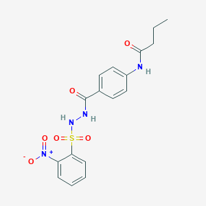 molecular formula C17H18N4O6S B322940 N-[4-({2-[(2-nitrophenyl)sulfonyl]hydrazino}carbonyl)phenyl]butanamide 