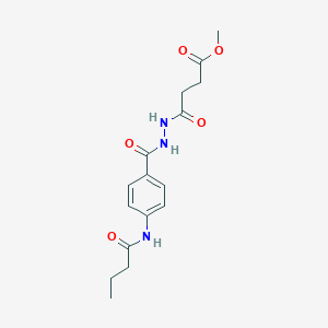 molecular formula C16H21N3O5 B322942 Methyl 4-{2-[4-(butyrylamino)benzoyl]hydrazino}-4-oxobutanoate 