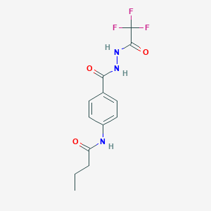 molecular formula C13H14F3N3O3 B322943 N-(4-{[2-(trifluoroacetyl)hydrazino]carbonyl}phenyl)butanamide 