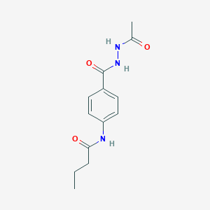 molecular formula C13H17N3O3 B322944 N-{4-[(2-acetylhydrazino)carbonyl]phenyl}butanamide 