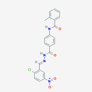 molecular formula C22H17ClN4O4 B322946 N-{4-[(2-{2-chloro-5-nitrobenzylidene}hydrazino)carbonyl]phenyl}-2-methylbenzamide 