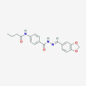 molecular formula C19H19N3O4 B322948 N-(4-{[2-(1,3-benzodioxol-5-ylmethylene)hydrazino]carbonyl}phenyl)butanamide 