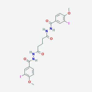 molecular formula C21H22I2N4O6 B322955 N'~1~,N'~5~-bis[(3-iodo-4-methoxyphenyl)carbonyl]pentanedihydrazide 