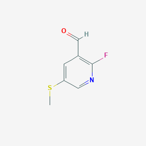 molecular formula C7H6FNOS B3229563 2-Fluoro-5-(methylthio)nicotinaldehyde CAS No. 1289144-87-1