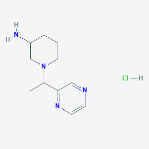 molecular formula C11H19ClN4 B3229588 1-(1-Pyrazin-2-yl-ethyl)-piperidin-3-ylamine hydrochloride CAS No. 1289384-67-3