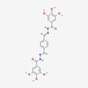 molecular formula C28H30N4O8 B322959 N',N''-[benzene-1,4-diyldi(E)methylylidene]bis(3,4,5-trimethoxybenzohydrazide) 