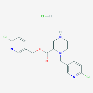 molecular formula C17H19Cl3N4O2 B3229623 (6-Chloropyridin-3-yl)methyl 1-((6-chloropyridin-3-yl)methyl)piperazine-2-carboxylate hydrochloride CAS No. 1289385-01-8