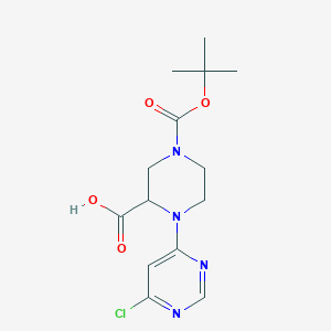 molecular formula C14H19ClN4O4 B3229630 4-(tert-Butoxycarbonyl)-1-(6-chloropyrimidin-4-yl)piperazine-2-carboxylic acid CAS No. 1289385-03-0