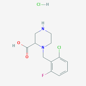 molecular formula C12H15Cl2FN2O2 B3229631 1-(2-Chloro-6-fluoro-benzyl)-piperazine-2-carboxylic acid hydrochloride CAS No. 1289385-07-4