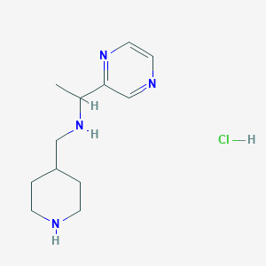 molecular formula C12H21ClN4 B3229671 Piperidin-4-ylmethyl-(1-pyrazin-2-yl-ethyl)-amine hydrochloride CAS No. 1289385-75-6