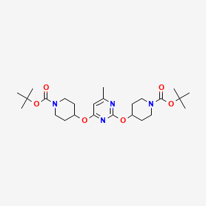 molecular formula C25H40N4O6 B3229715 Tert-butyl 4-((2-(1-(tert-butoxycarbonyl)piperidin-4-yloxy))-6-methyl-pyrimidin-4-yloxy)piperidine-1-carboxylate CAS No. 1289386-35-1