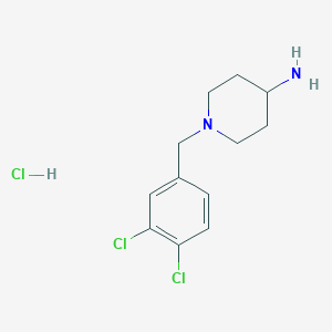 molecular formula C12H17Cl3N2 B3229736 1-(3,4-Dichloro-benzyl)-piperidin-4-ylamine hydrochloride CAS No. 1289386-66-8
