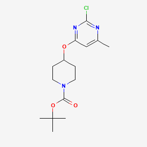 molecular formula C15H22ClN3O3 B3229752 tert-Butyl 4-((2-chloro-6-methylpyrimidin-4-yl)oxy)piperidine-1-carboxylate CAS No. 1289386-94-2