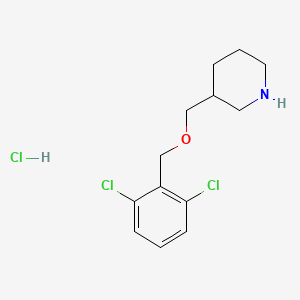 molecular formula C13H18Cl3NO B3229756 3-(2,6-Dichloro-benzyloxymethyl)-piperidine hydrochloride CAS No. 1289387-04-7