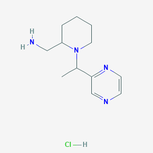molecular formula C12H21ClN4 B3229759 (1-(1-(Pyrazin-2-yl)ethyl)piperidin-2-yl)methanamine hydrochloride CAS No. 1289387-09-2