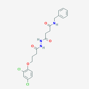 molecular formula C21H23Cl2N3O4 B322977 N-benzyl-4-{2-[4-(2,4-dichlorophenoxy)butanoyl]hydrazino}-4-oxobutanamide 