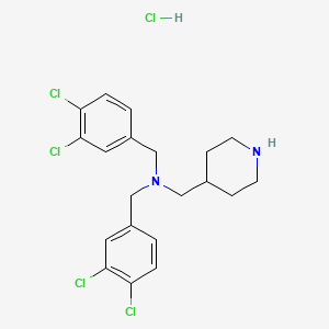 molecular formula C20H23Cl5N2 B3229786 Bis-(3,4-dichloro-benzyl)-piperidin-4-ylmethyl-amine hydrochloride CAS No. 1289387-55-8