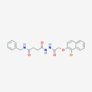 molecular formula C23H22BrN3O4 B322979 N-benzyl-4-(2-{[(1-bromo-2-naphthyl)oxy]acetyl}hydrazino)-4-oxobutanamide 