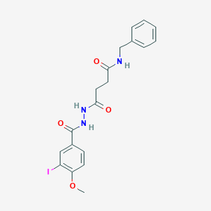 molecular formula C19H20IN3O4 B322980 N-benzyl-4-[2-(3-iodo-4-methoxybenzoyl)hydrazino]-4-oxobutanamide 
