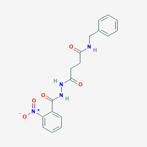 molecular formula C18H18N4O5 B322987 N-benzyl-4-(2-{2-nitrobenzoyl}hydrazino)-4-oxobutanamide 