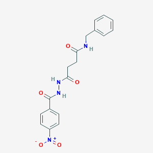molecular formula C18H18N4O5 B322988 N-benzyl-4-(2-{4-nitrobenzoyl}hydrazino)-4-oxobutanamide 