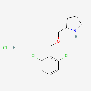 molecular formula C12H16Cl3NO B3229907 2-(2,6-Dichloro-benzyloxymethyl)-pyrrolidine hydrochloride CAS No. 1289388-68-6