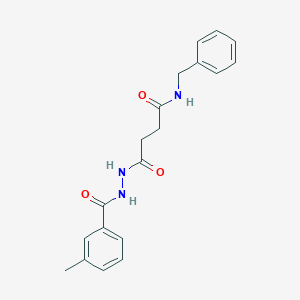 molecular formula C19H21N3O3 B322991 N-benzyl-4-[2-(3-methylbenzoyl)hydrazino]-4-oxobutanamide 
