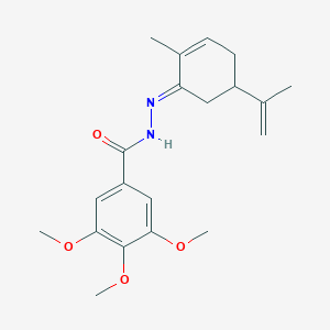 molecular formula C20H26N2O4 B322992 N'-(5-isopropenyl-2-methylcyclohex-2-en-1-ylidene)-3,4,5-trimethoxybenzohydrazide 